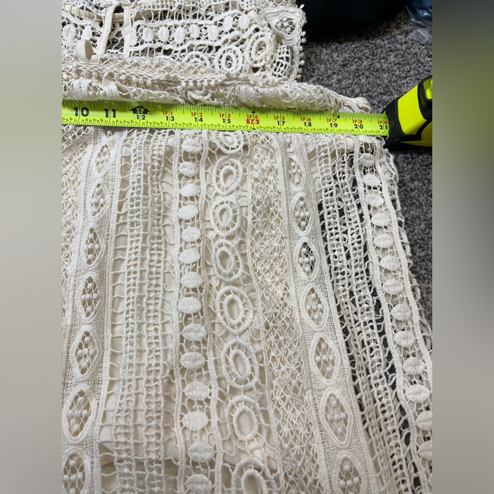 Anthropologie NWOT Crochet Tunic Dress Swing Lace Eyelet Sz L Boho Coastal - Picture 12 of 14